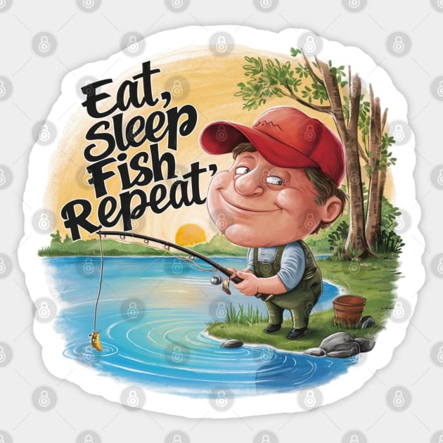 Eat Sleep Fish Repeat Cute Sticker by Wild Catch